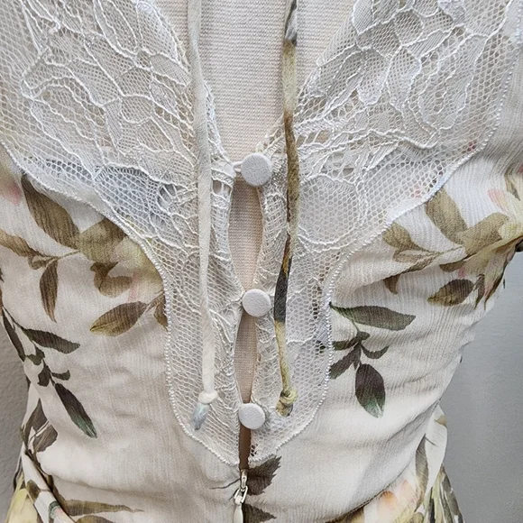 Reiss Emlin Floral Lace Yellow‎ Dress Wedding Garden Party Slip Dress Size 6 - Picture 9 of 11